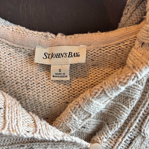 St. John's Bay Women's Cable Hoodie Sweater Cream S - Picture 2 of 2